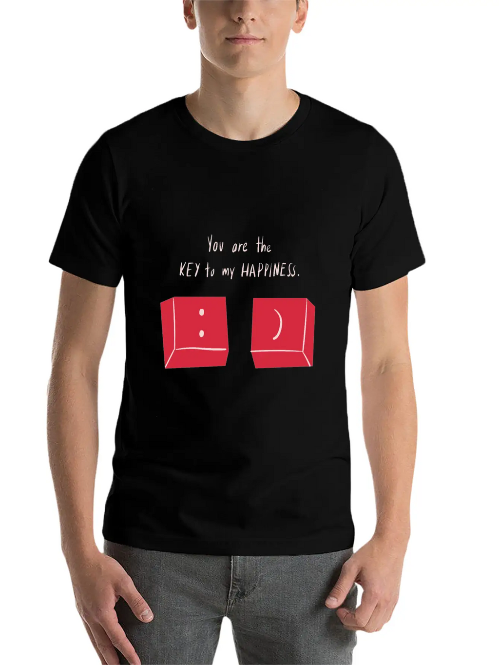 You Are The Key To My Happiness Keyboard Keys Love Unisex Short Sleeve Soft Cotton T-Shirt – Casual Everyday Wear