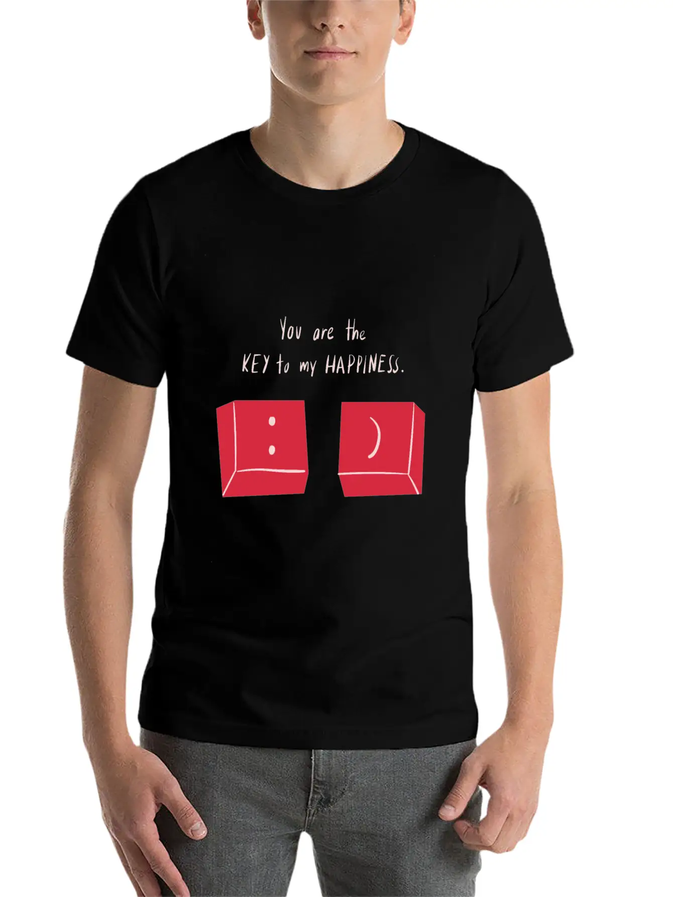You Are The Key To My Happiness Keyboard Keys Love Unisex Short Sleeve Soft Cotton T-Shirt – Casual Everyday Wear