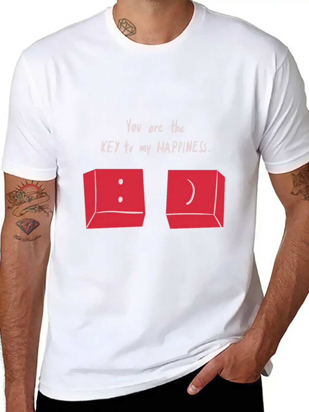 You Are The Key To My Happiness Keyboard Keys Love Unisex Short Sleeve Soft Cotton T-Shirt – Casual Everyday Wear