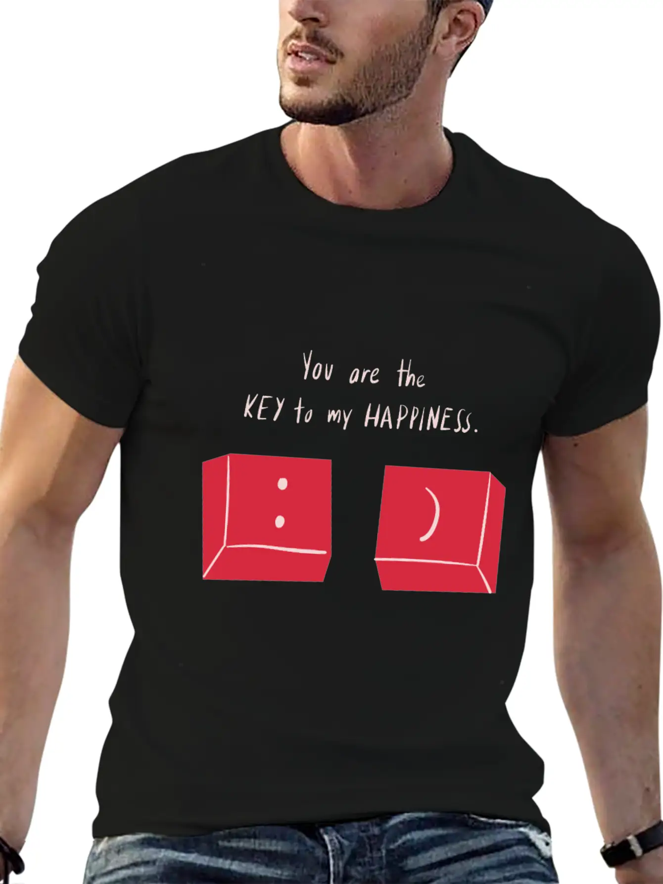 You Are The Key To My Happiness Keyboard Keys Love Unisex Short Sleeve Soft Cotton T-Shirt – Casual Everyday Wear