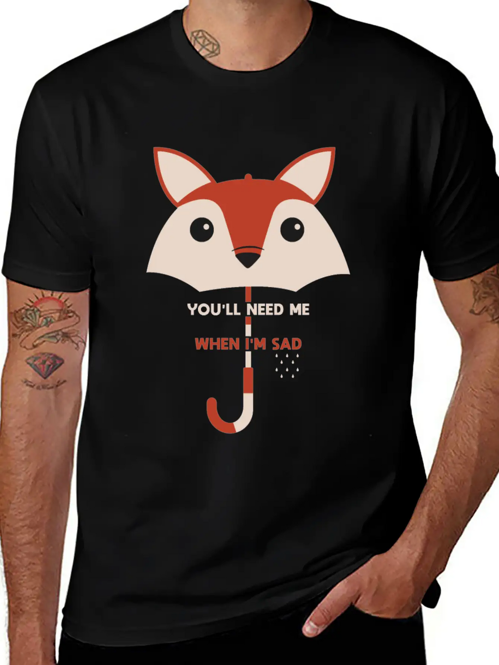 You’ll Need Me When I’m Sad Fox Umbrella Gift Essential Cotton Tee For Daily Outfits – Unisex Style