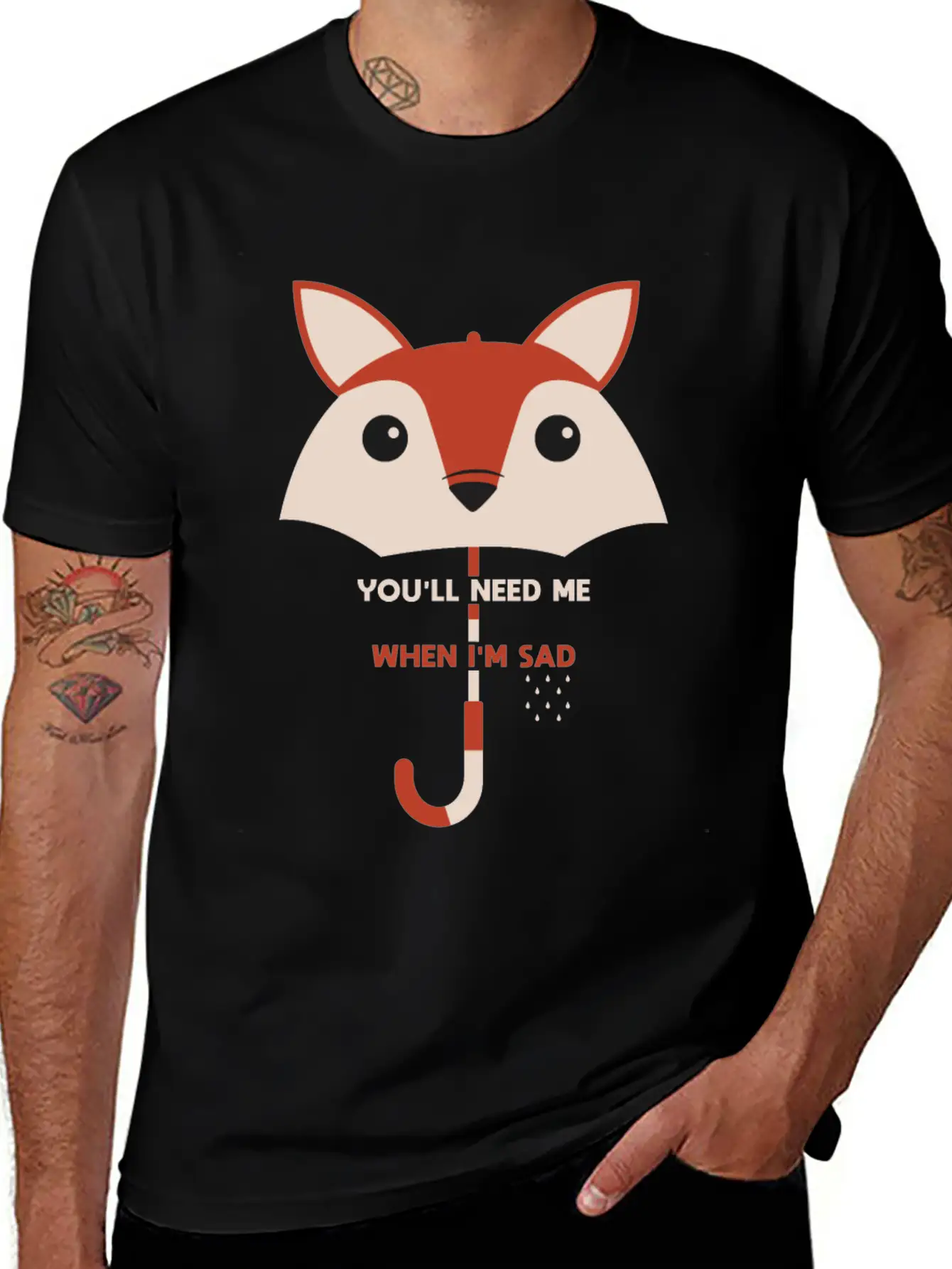 You’ll Need Me When I’m Sad Fox Umbrella Gift Essential Cotton Tee For Daily Outfits – Unisex Style
