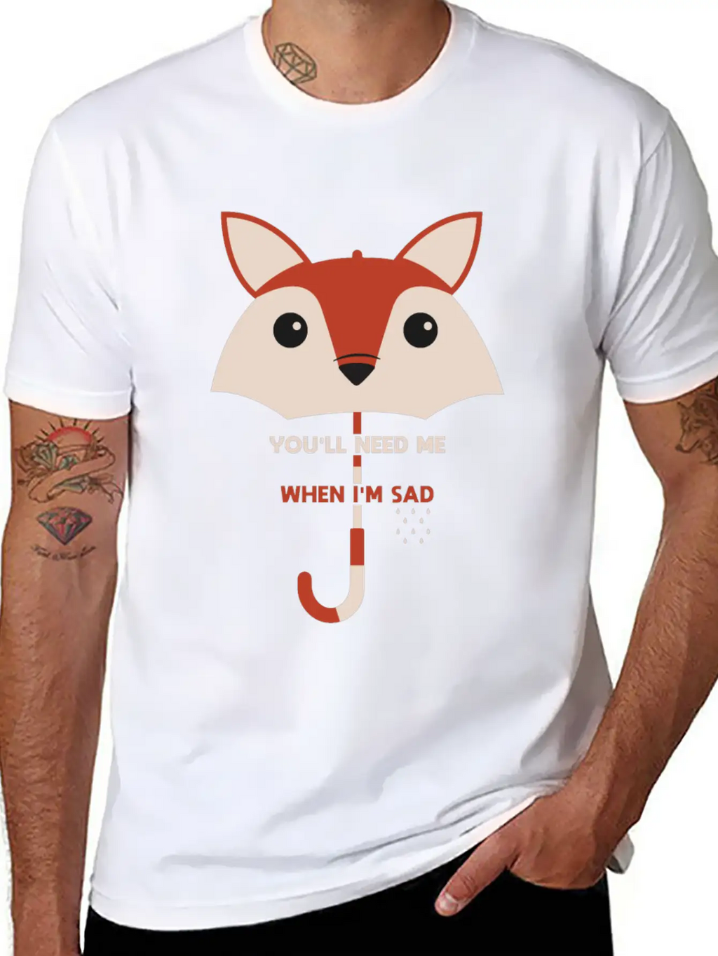 You’ll Need Me When I’m Sad Fox Umbrella Gift Essential Cotton Tee For Daily Outfits – Unisex Style