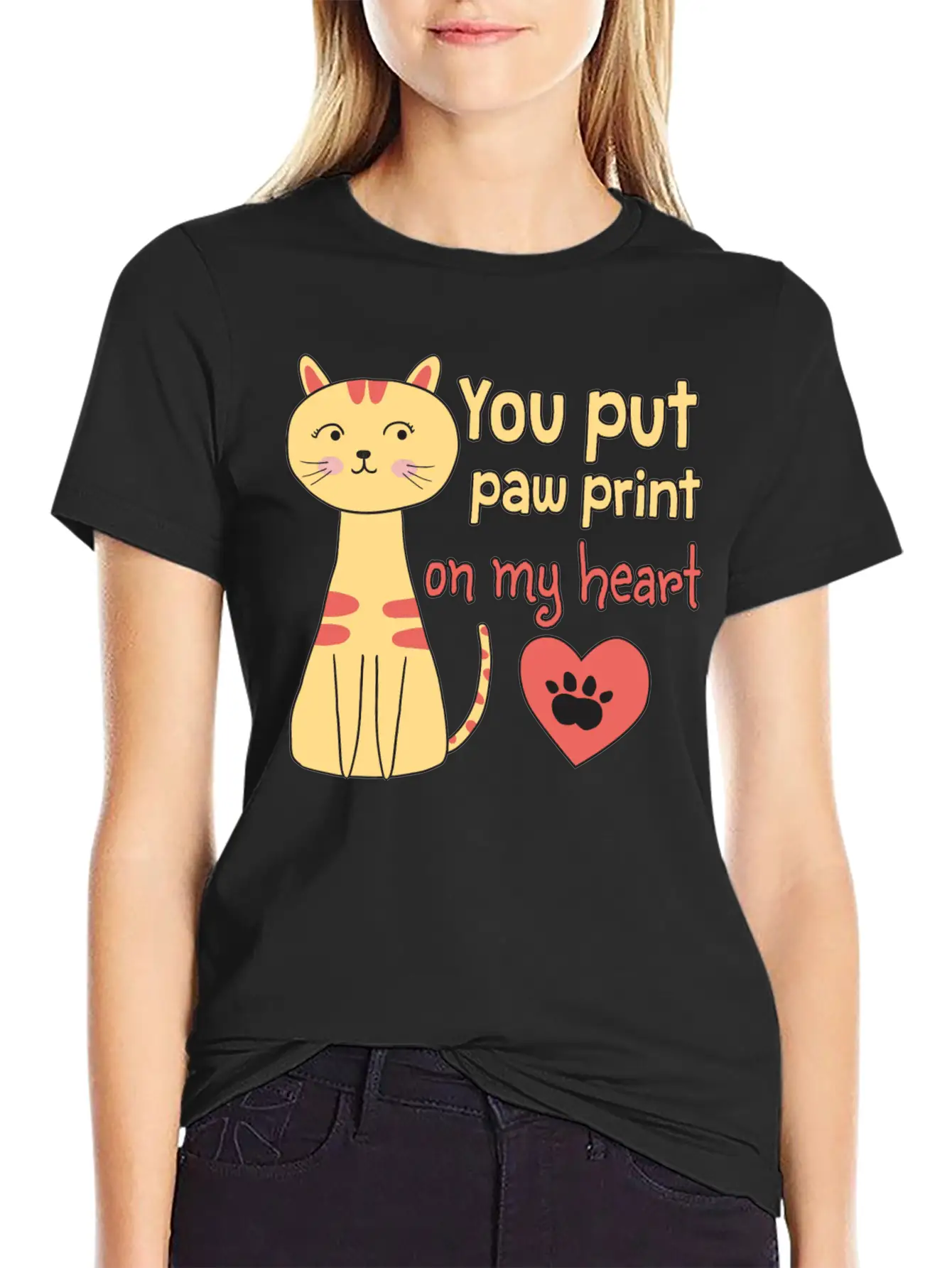 You Put Paw Print On My Heart Casual Graphic T-Shirt – Simple And Comfortable Daily Wear