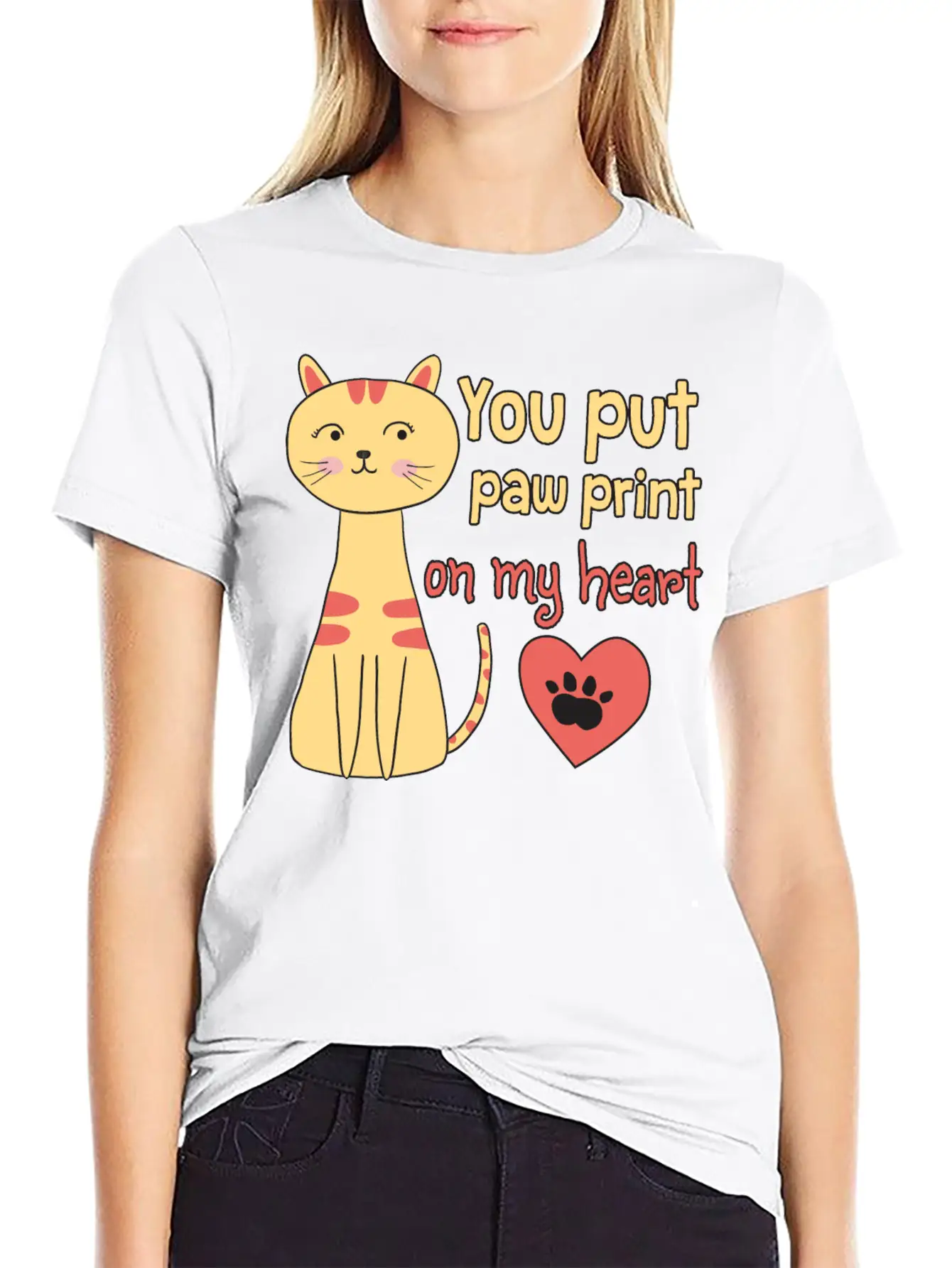 You Put Paw Print On My Heart Casual Graphic T-Shirt – Simple And Comfortable Daily Wear