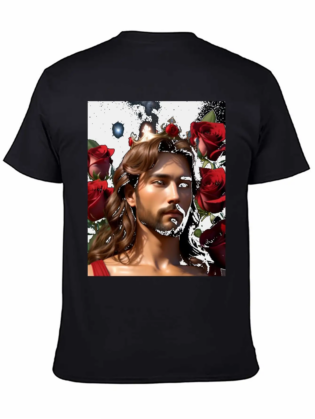 Young Sweet Jesus Christ Surrounded By Red Roses Breathable Graphic T-Shirt – Perfect For Casual Days