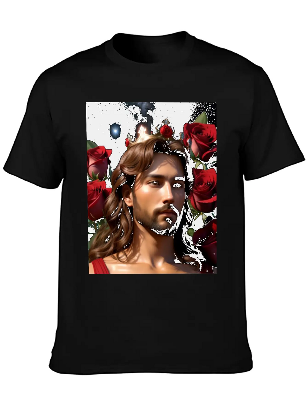 Young Sweet Jesus Christ Surrounded By Red Roses Breathable Graphic T-Shirt – Perfect For Casual Days