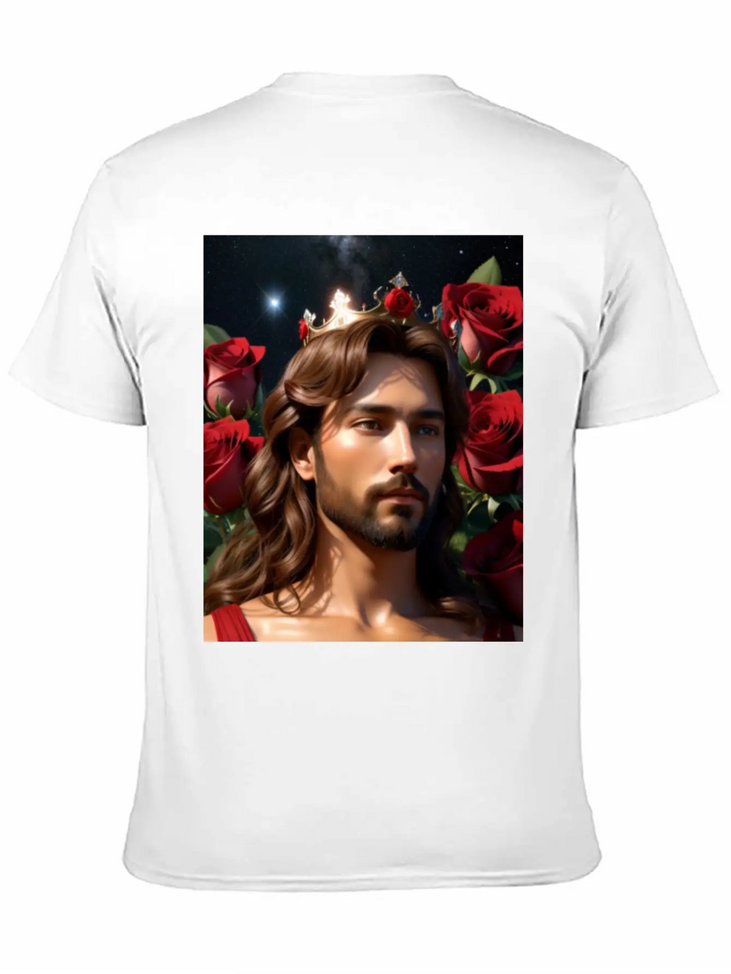Young Sweet Jesus Christ Surrounded By Red Roses Breathable Graphic T-Shirt – Perfect For Casual Days