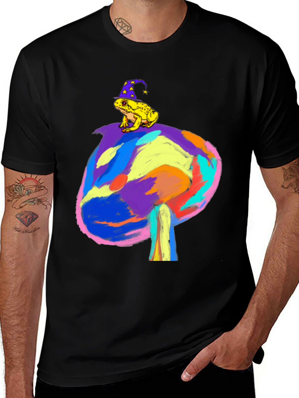 Wizard Frog on Mushroom Tee