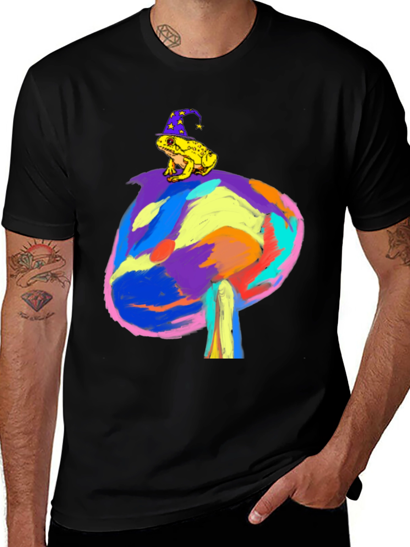 Wizard Frog on Mushroom Tee