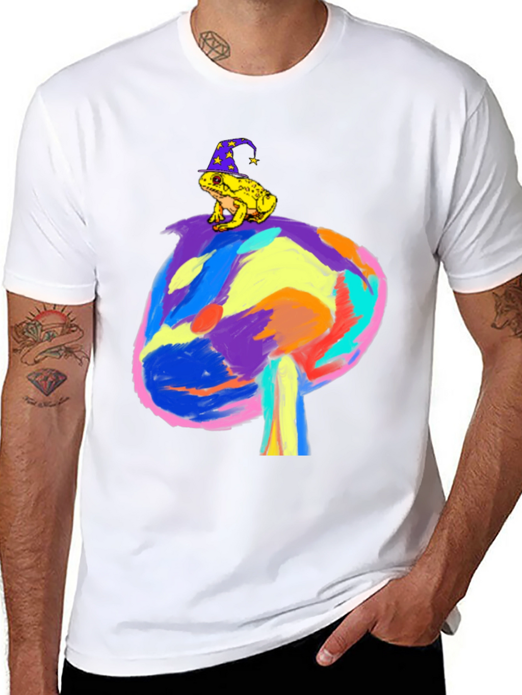 Wizard Frog on Mushroom Tee