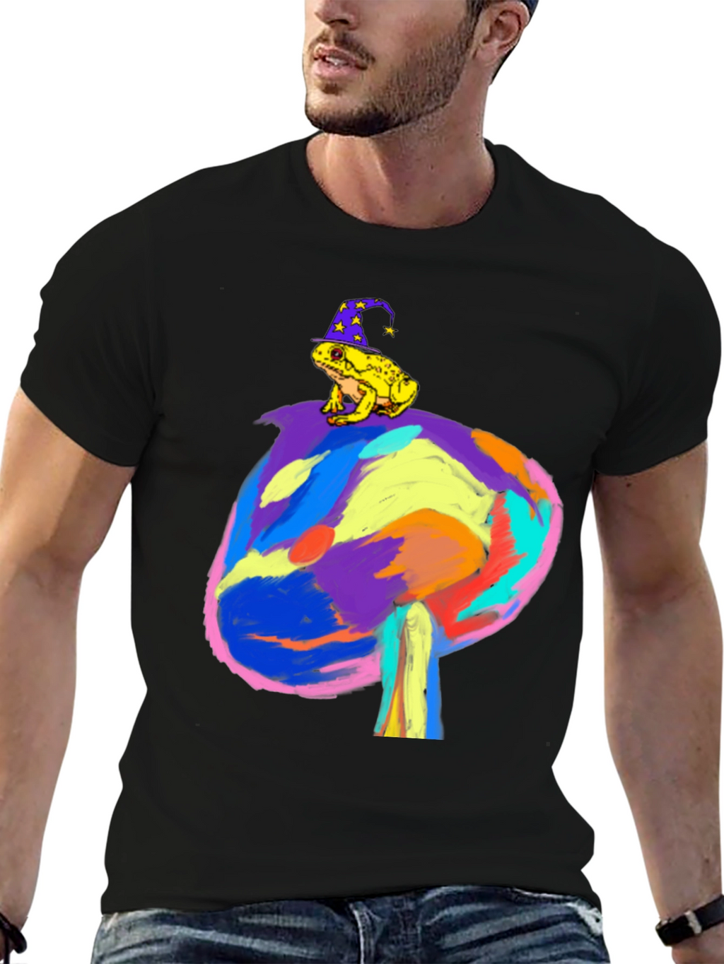 Wizard Frog on Mushroom Tee