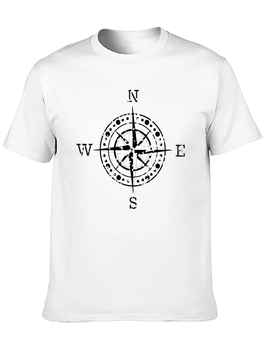 Mens Compass Graphic Print Crew Neck T-Shirt