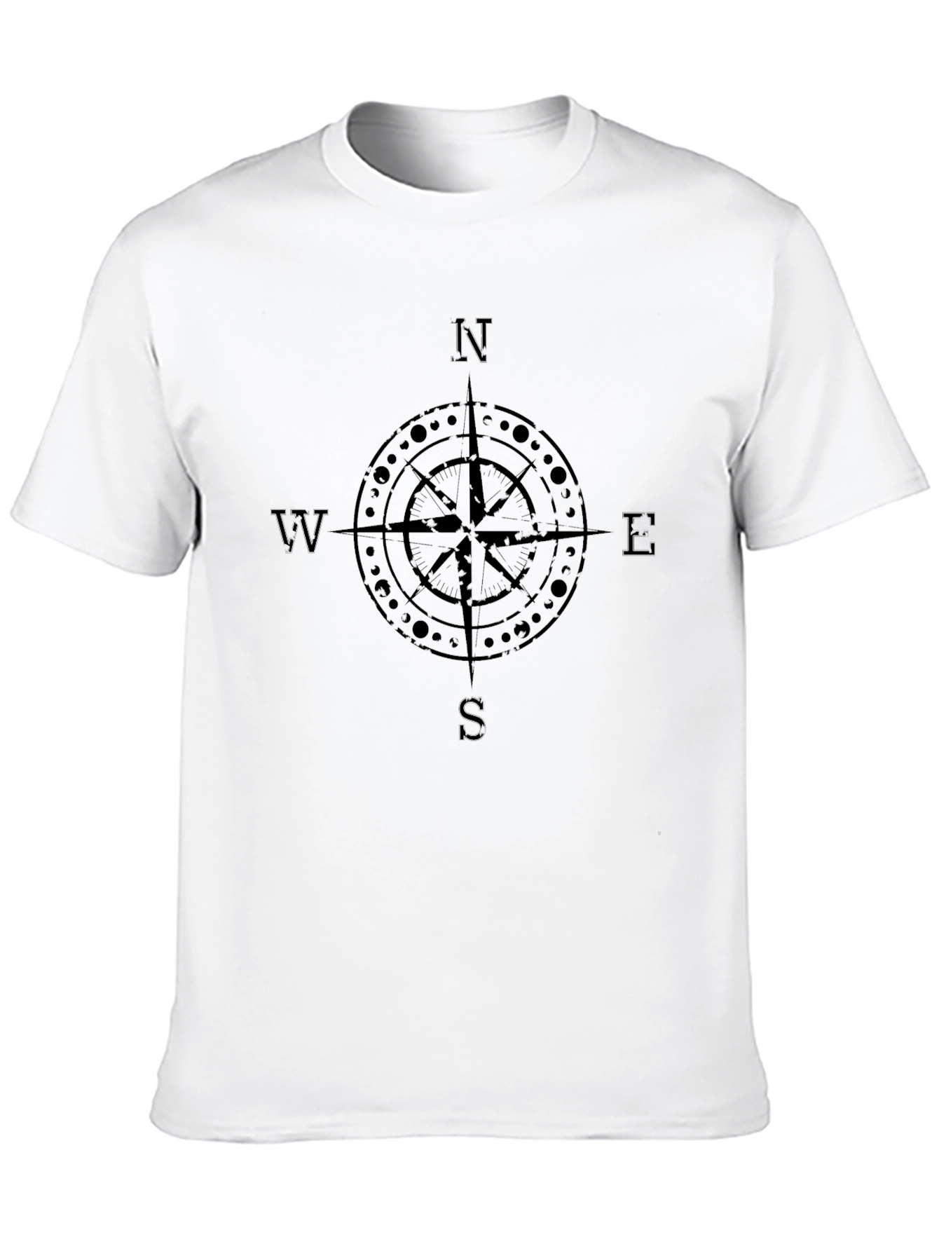 Mens Compass Graphic Print Crew Neck T-Shirt