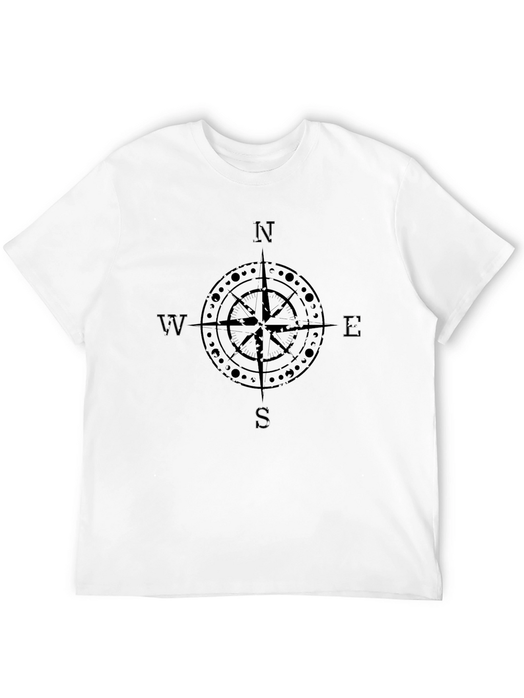 Mens Compass Graphic Print Crew Neck T-Shirt