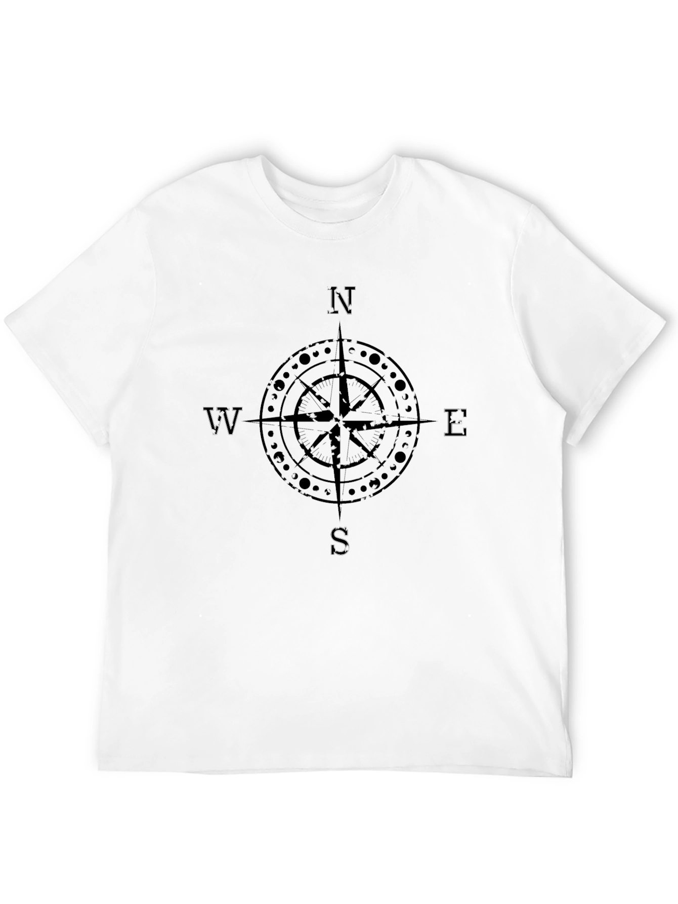 Mens Compass Graphic Print Crew Neck T-Shirt