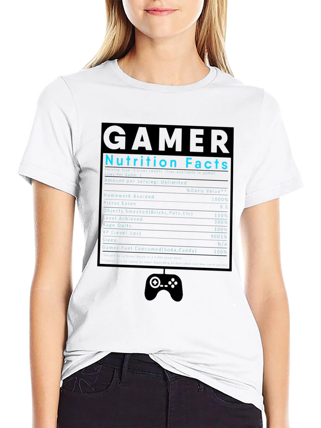 Gamer Nutrition Facts T-Shirt Funny Graphic Tee