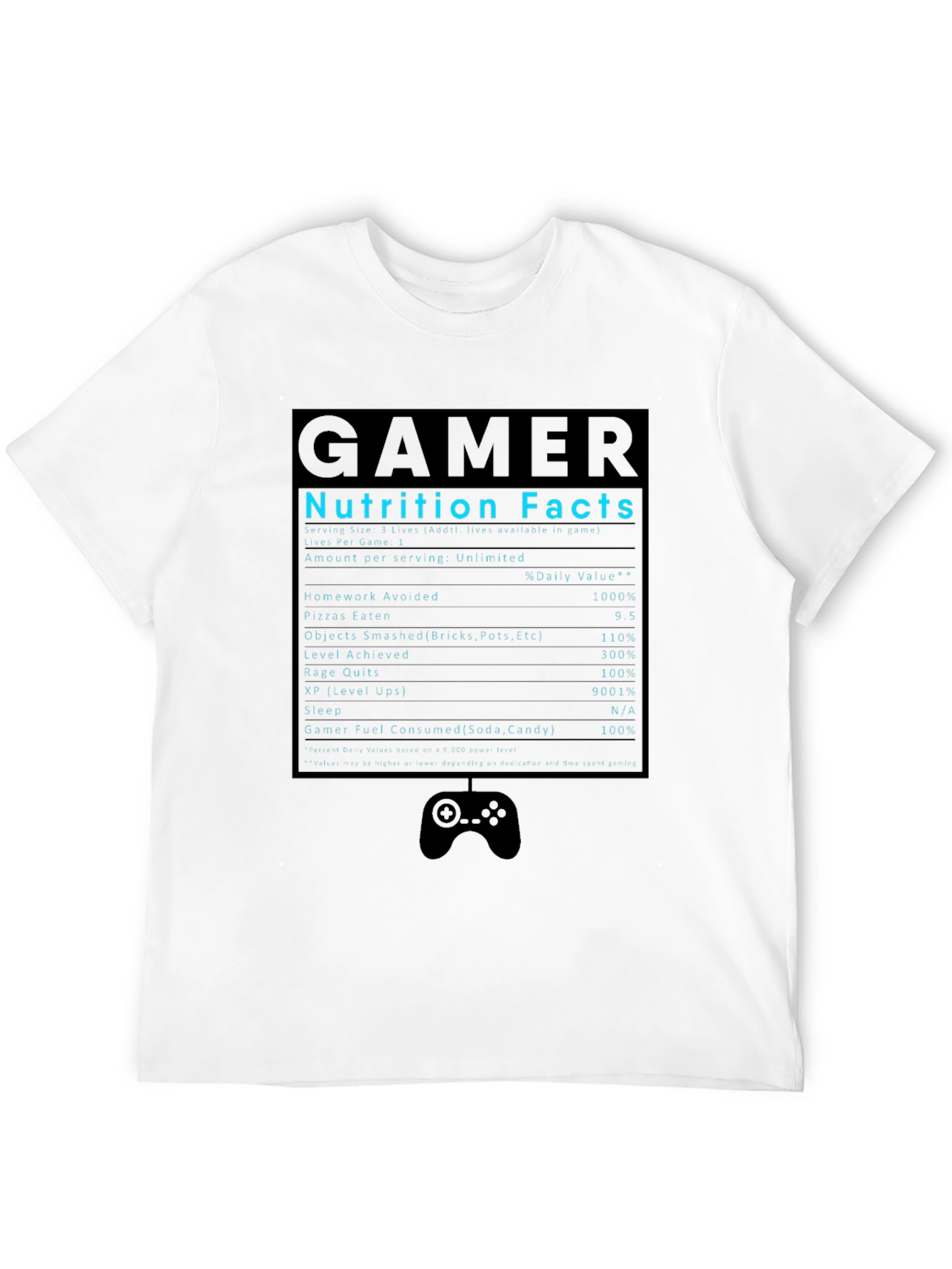 Gamer Nutrition Facts T-Shirt Funny Graphic Tee