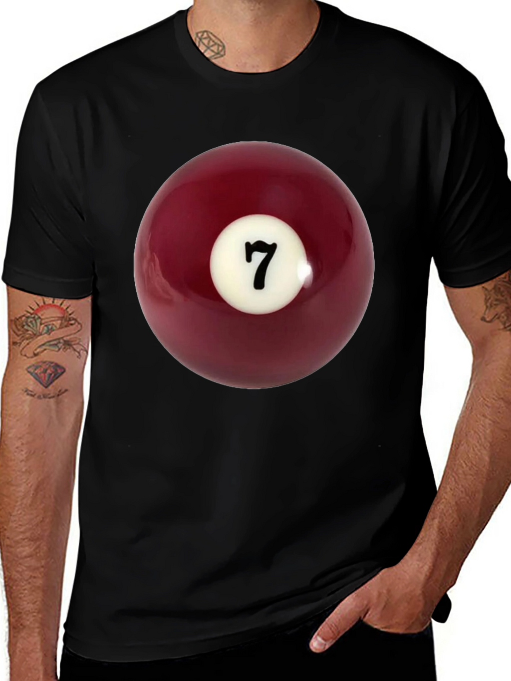 Lucky 7 Billiard Ball Graphic Tee - Classic Black