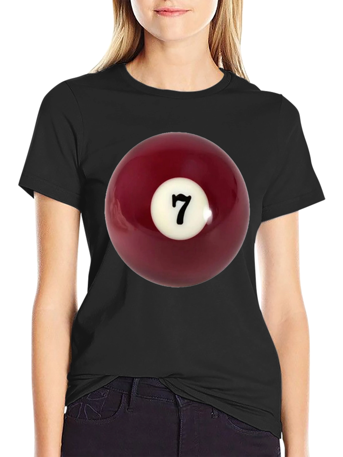 Lucky 7 Billiard Ball Graphic Tee - Classic Black