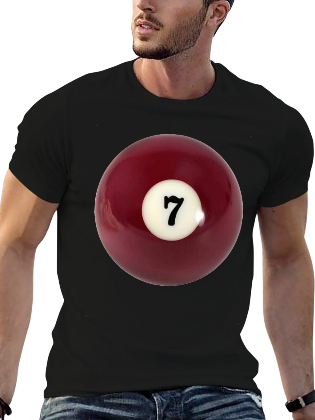 Lucky 7 Billiard Ball Graphic Tee - Classic Black