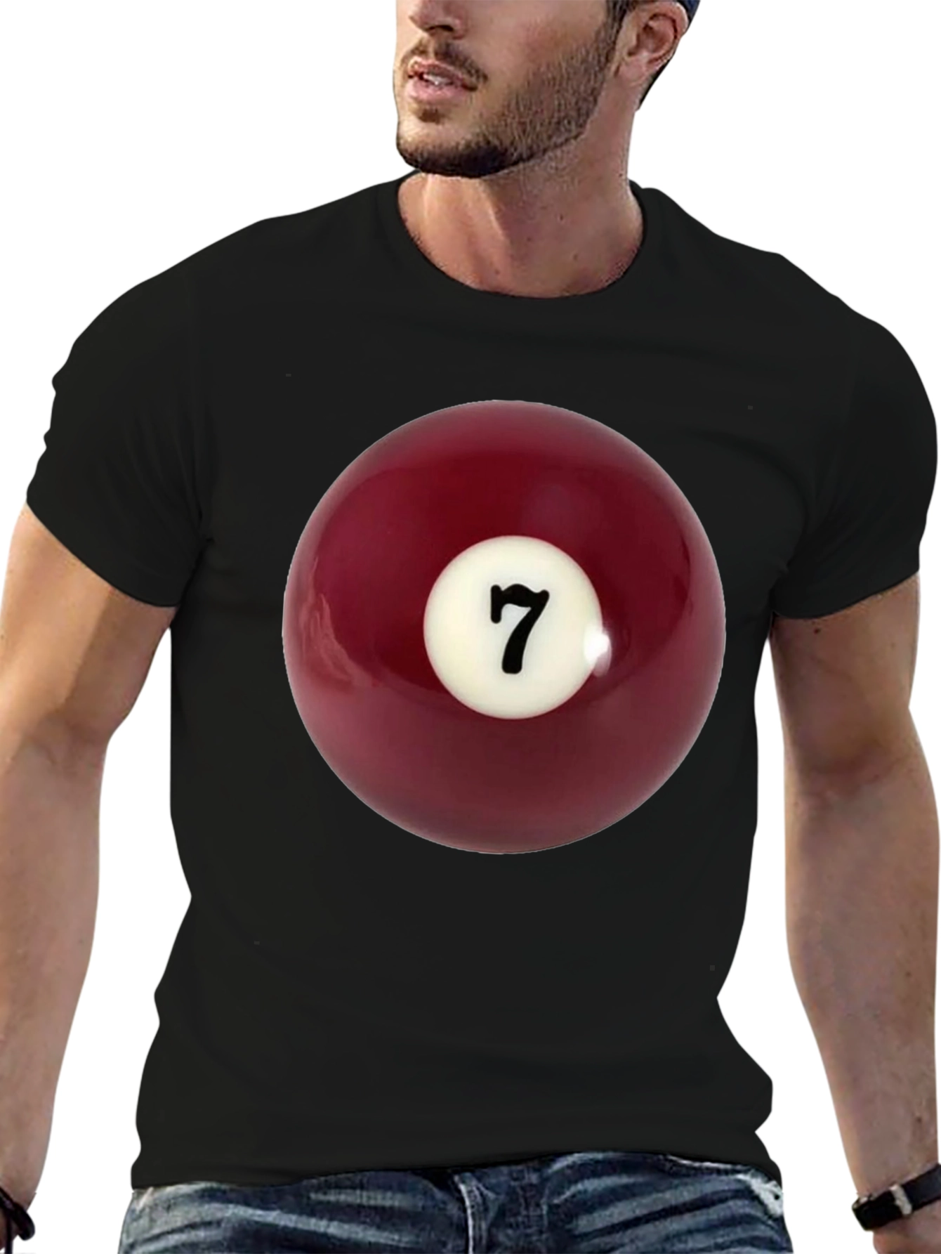 Lucky 7 Billiard Ball Graphic Tee - Classic Black