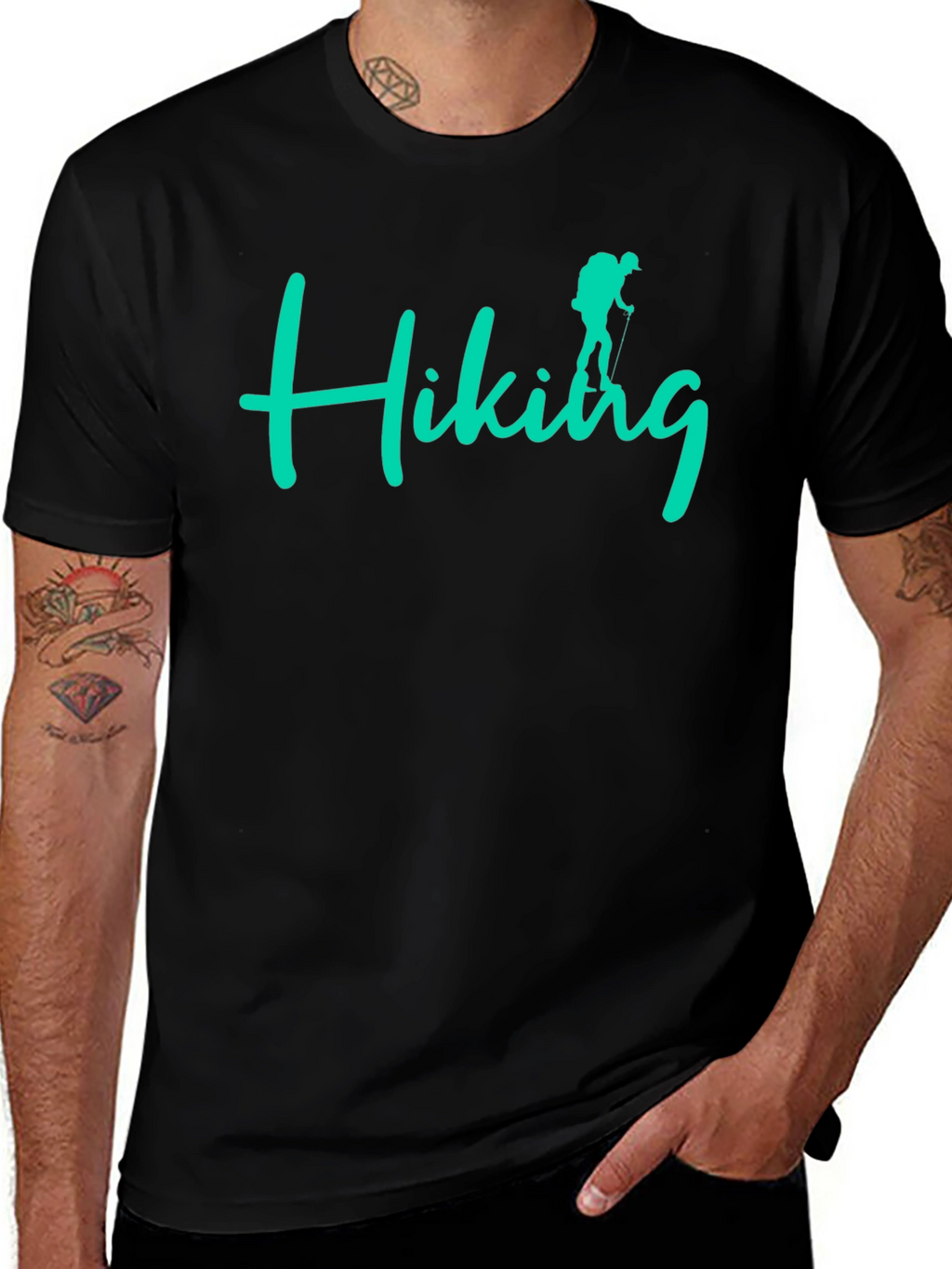 Hiking Adventure Tee - Black Crew Neck