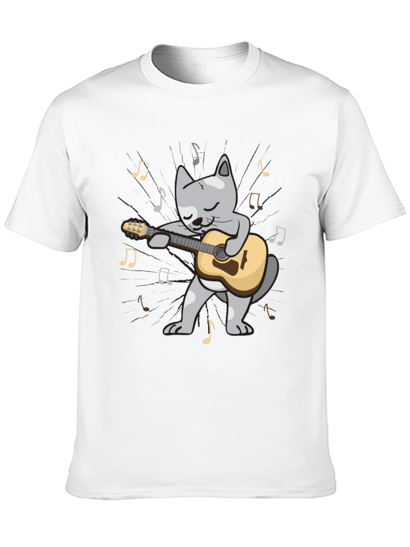 Guitar Cat T-Shirt - Musical Feline Tee