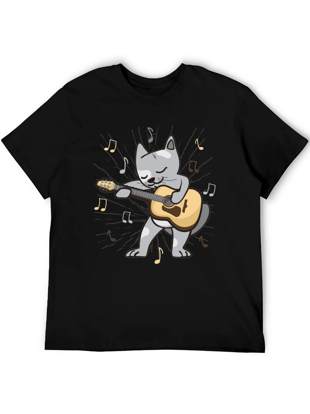 Guitar Cat T-Shirt - Musical Feline Tee