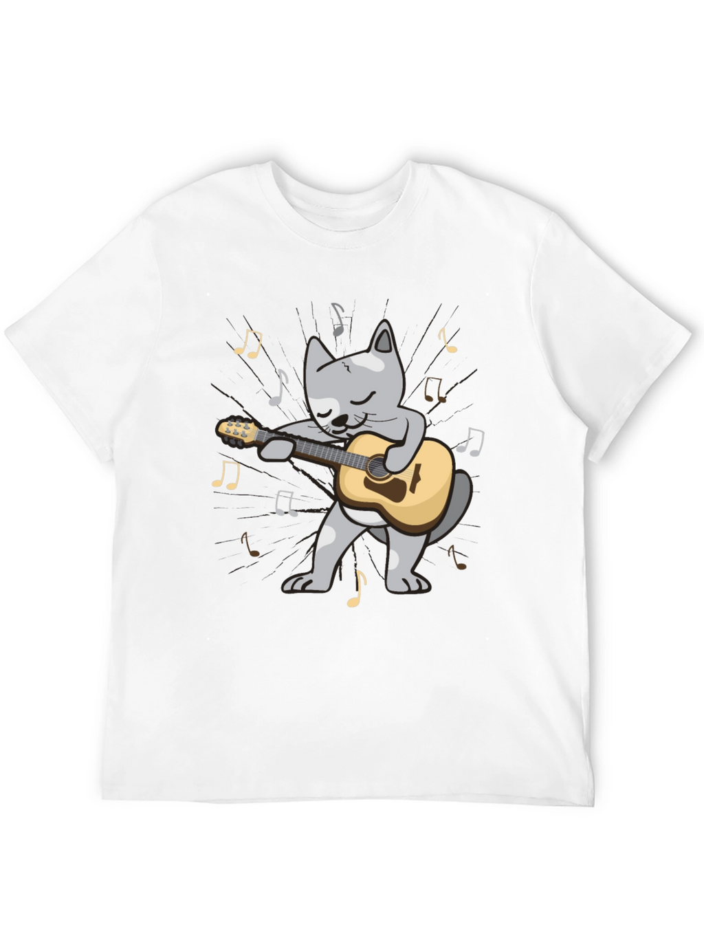 Guitar Cat T-Shirt - Musical Feline Tee