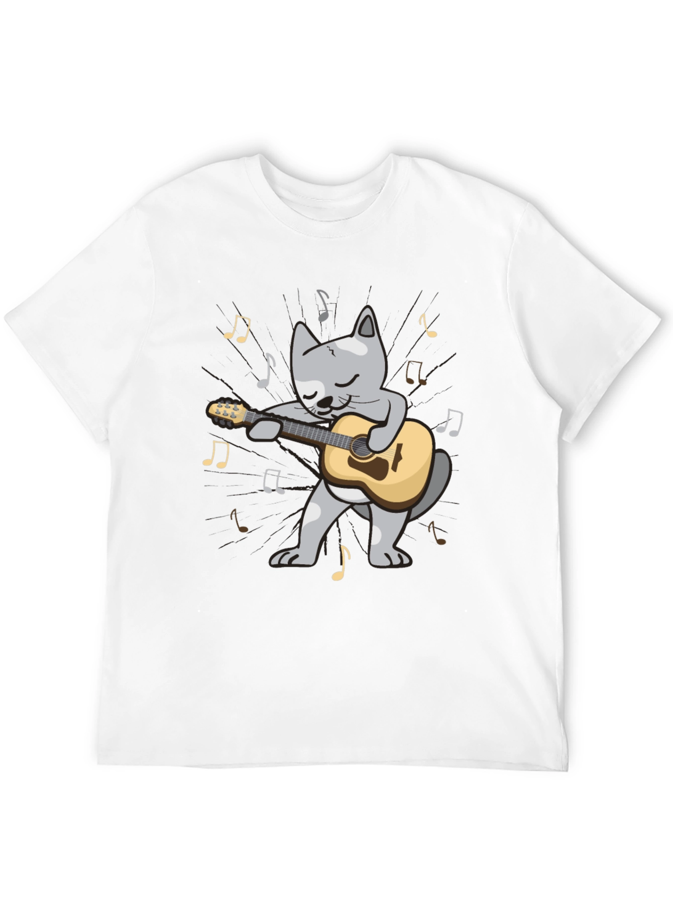 Guitar Cat T-Shirt - Musical Feline Tee