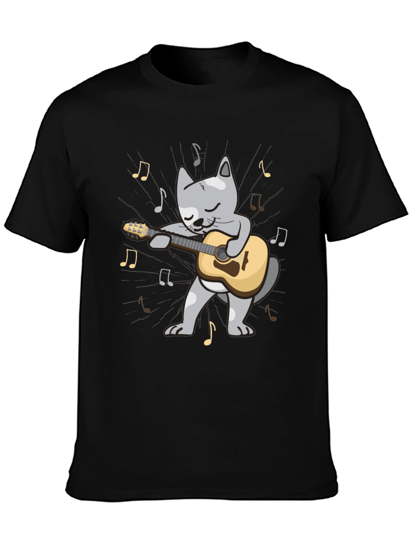 Guitar Cat T-Shirt - Musical Feline Tee