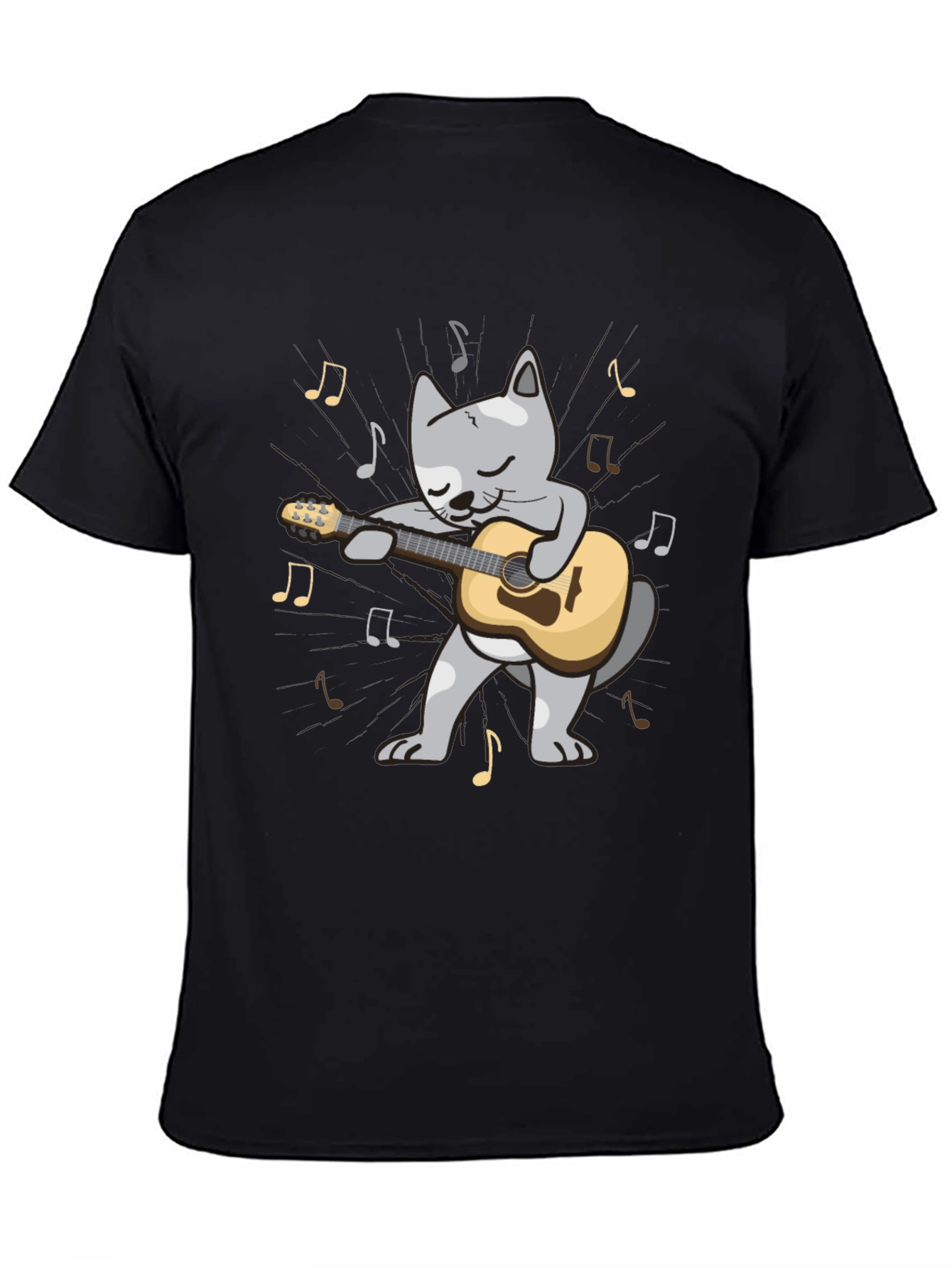 Guitar Cat T-Shirt - Musical Feline Tee