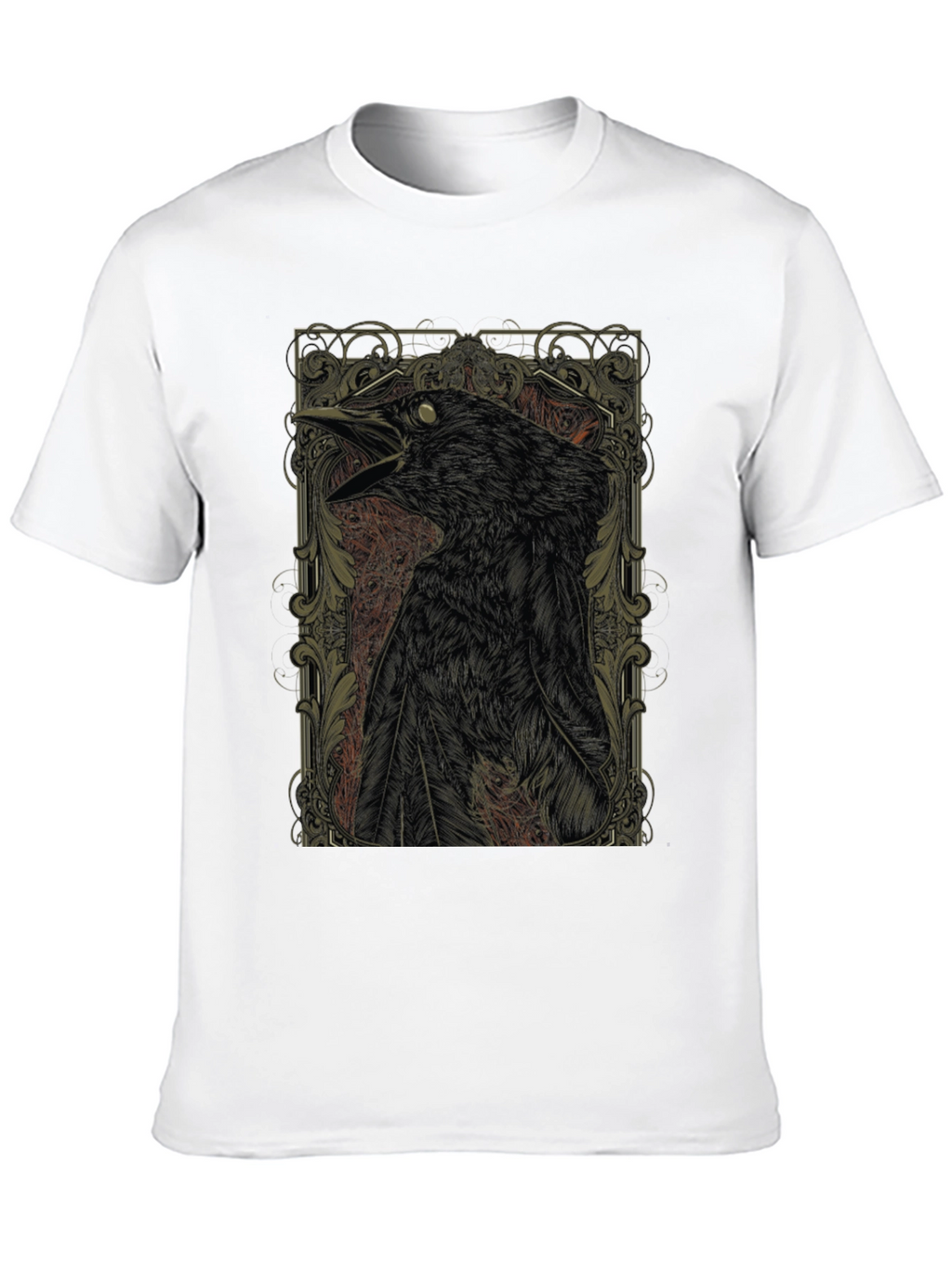 Raven Graphic Print Black Crewneck T-Shirt
