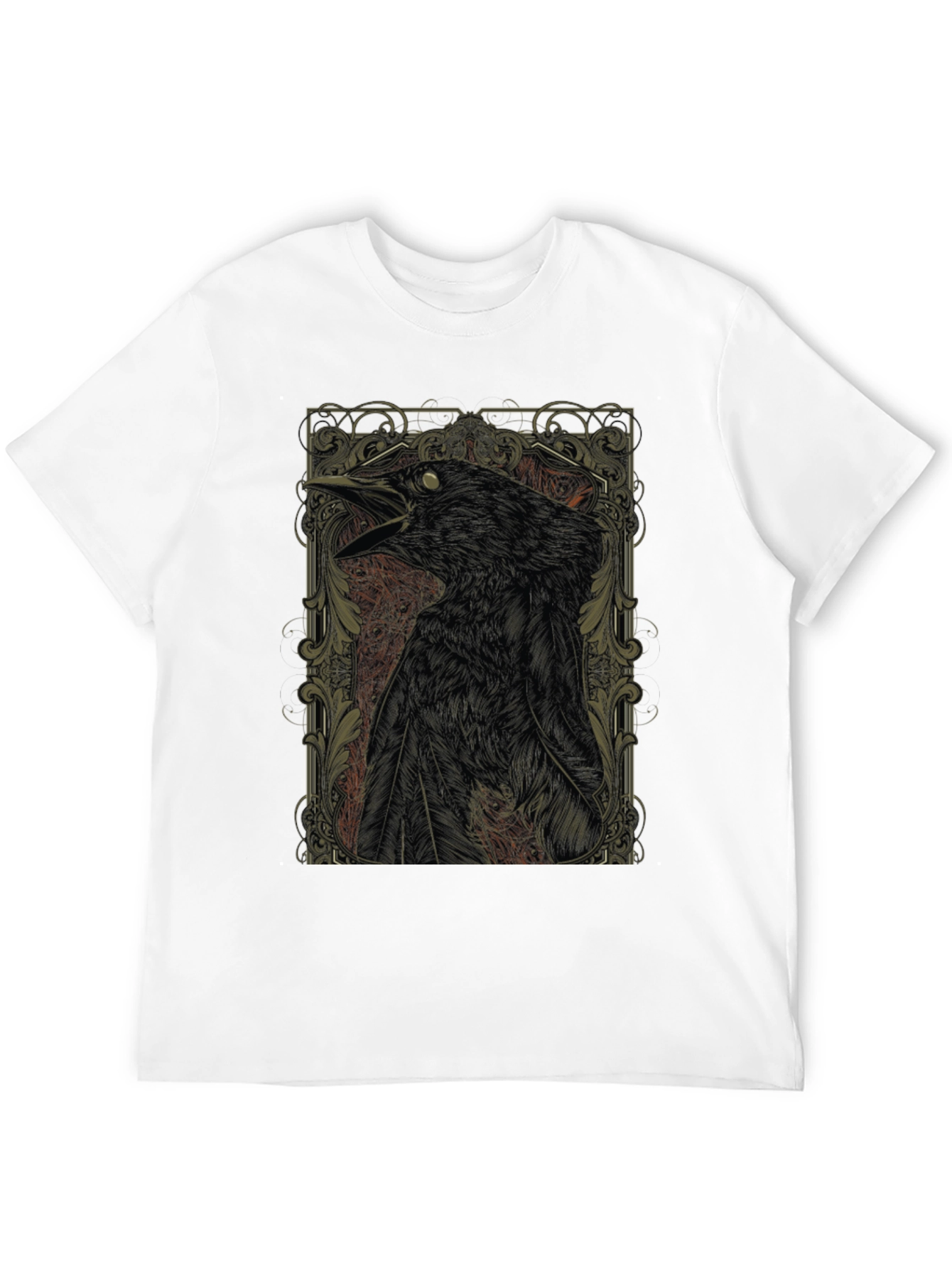 Raven Graphic Print Black Crewneck T-Shirt