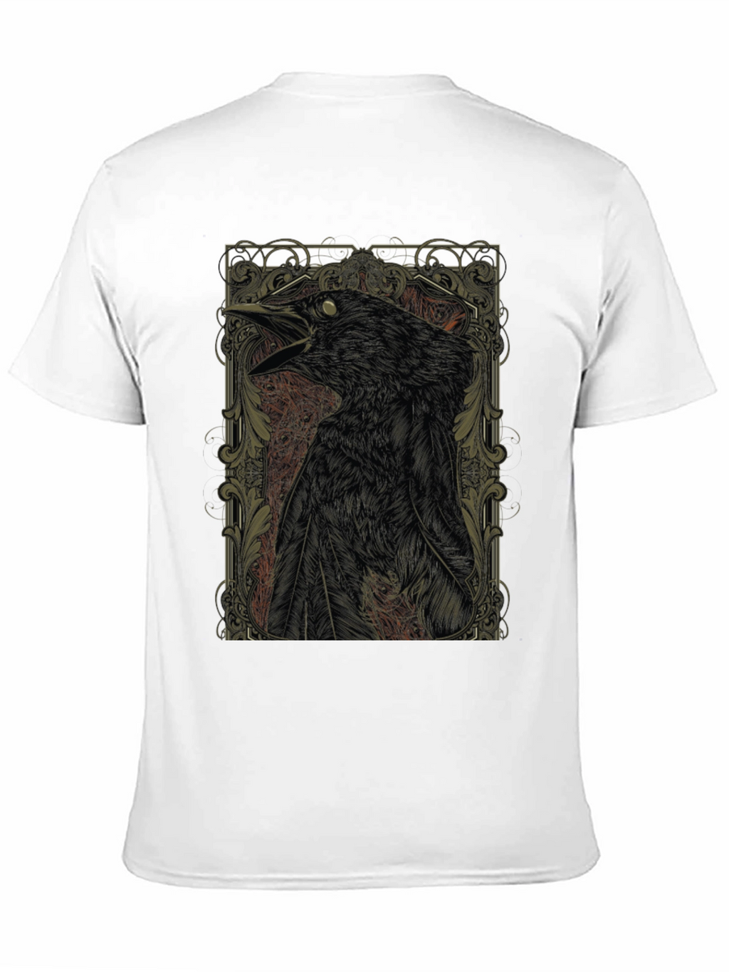 Raven Graphic Print Black Crewneck T-Shirt