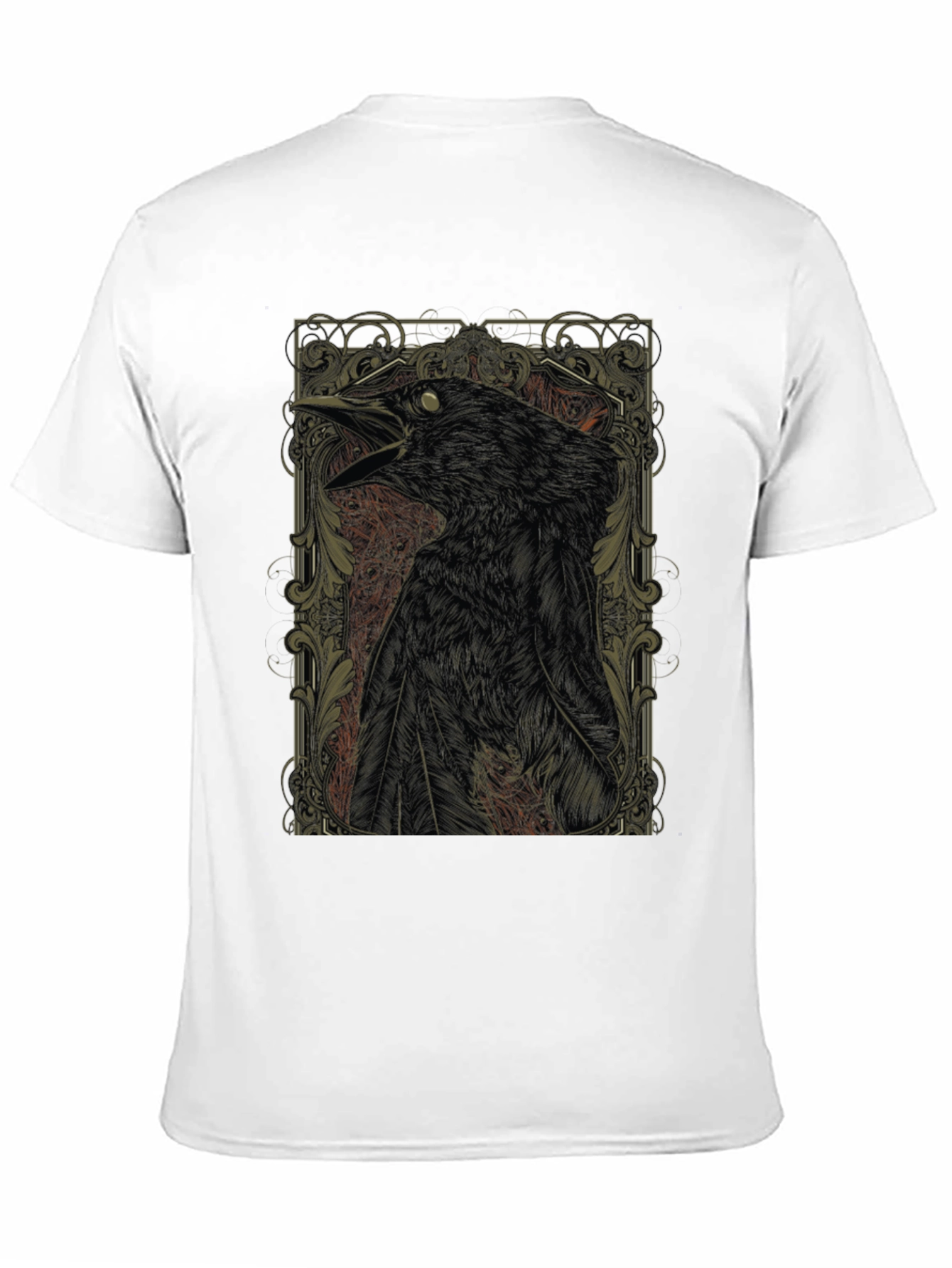 Raven Graphic Print Black Crewneck T-Shirt