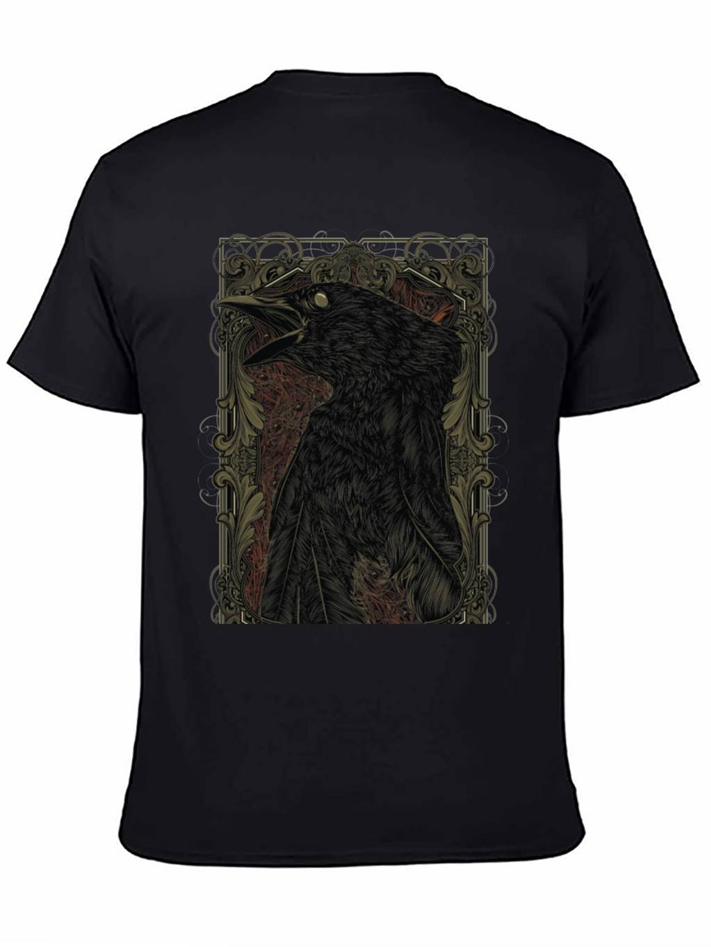 Raven Graphic Print Black Crewneck T-Shirt