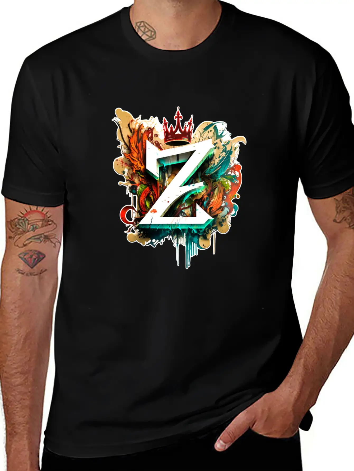 "Z" Graffiti Initial Letter With 👑 Unisex Casual T-Shirt – Clean Design For Daily Comfort