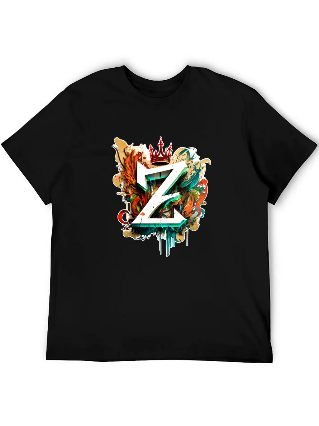 "Z" Graffiti Initial Letter With 👑 Unisex Casual T-Shirt – Clean Design For Daily Comfort