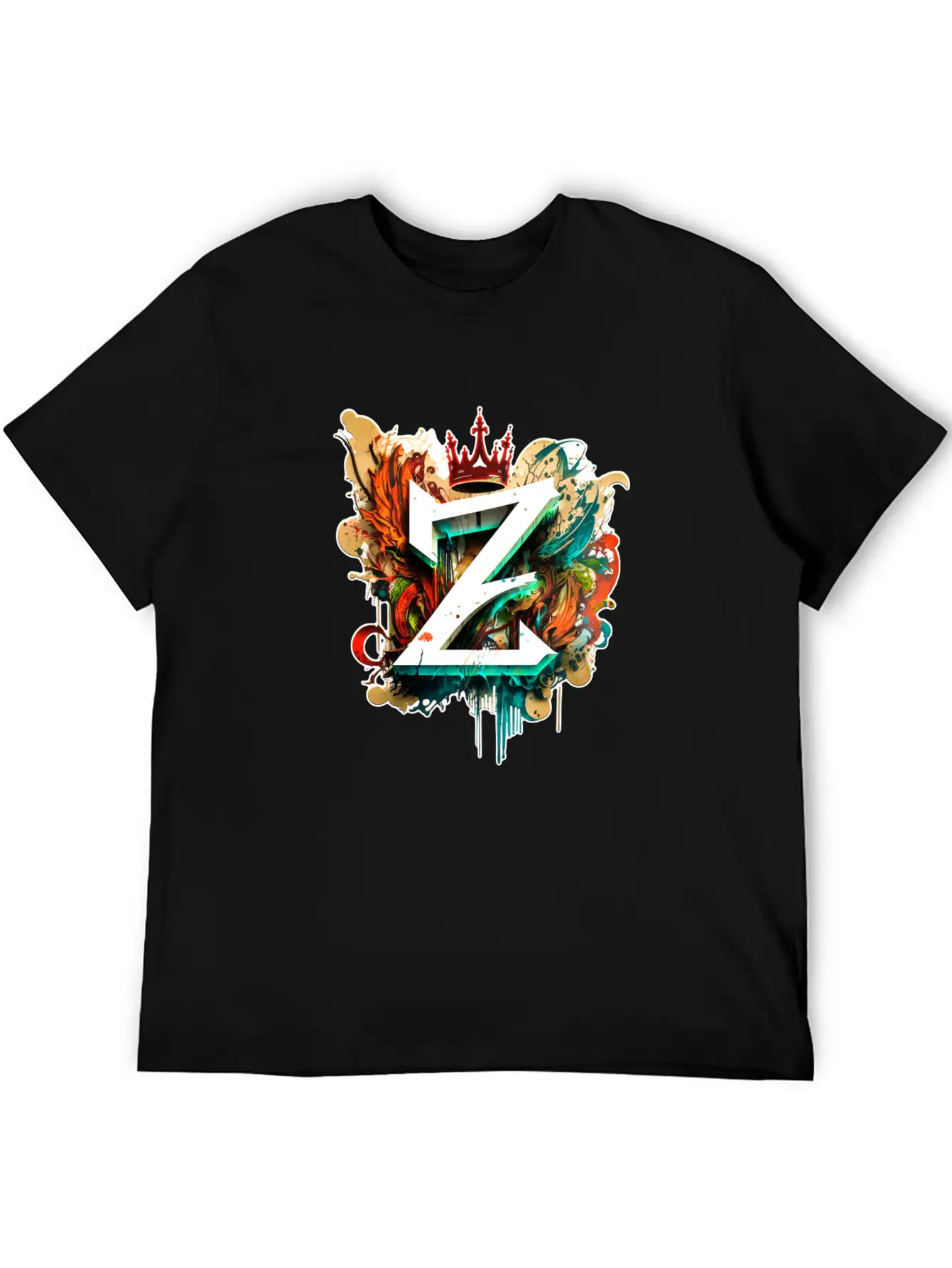 "Z" Graffiti Initial Letter With 👑 Unisex Casual T-Shirt – Clean Design For Daily Comfort