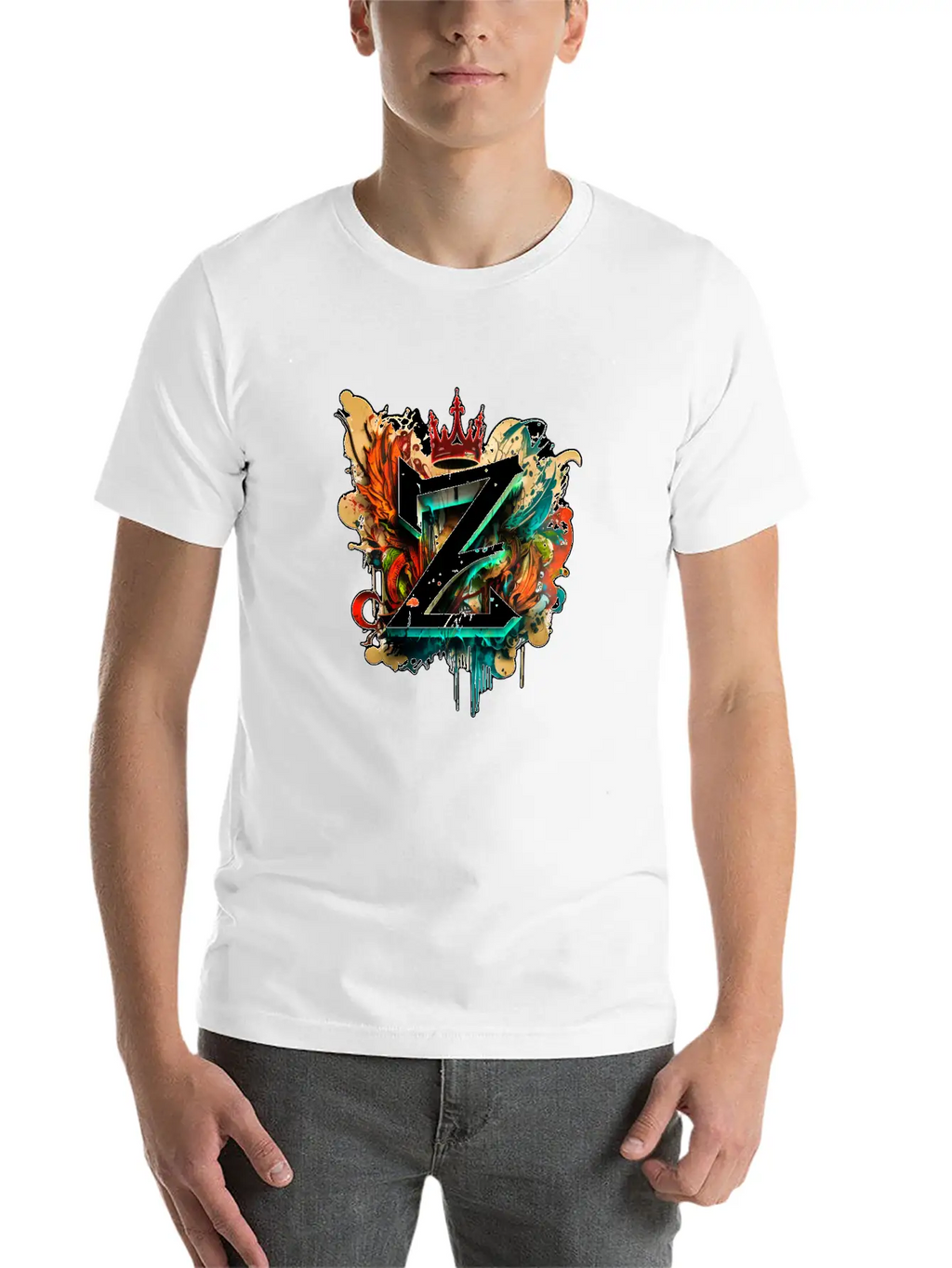 "Z" Graffiti Initial Letter With 👑 Unisex Casual T-Shirt – Clean Design For Daily Comfort