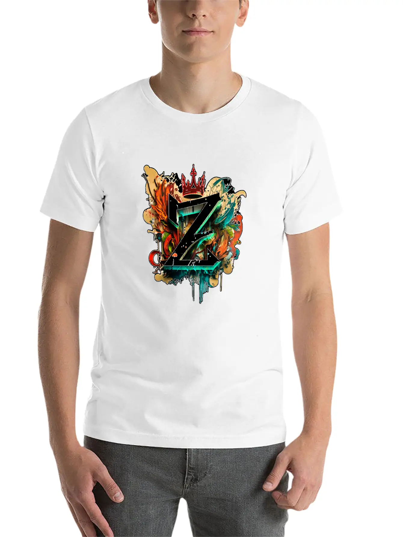 "Z" Graffiti Initial Letter With 👑 Unisex Casual T-Shirt – Clean Design For Daily Comfort