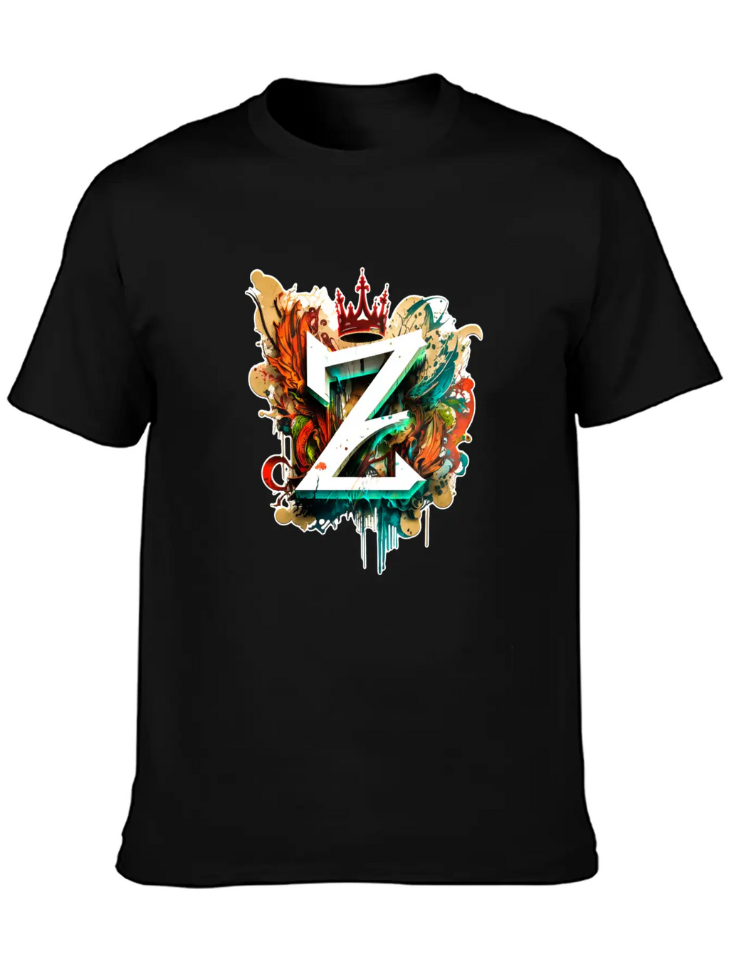 "Z" Graffiti Initial Letter With 👑 Unisex Casual T-Shirt – Clean Design For Daily Comfort