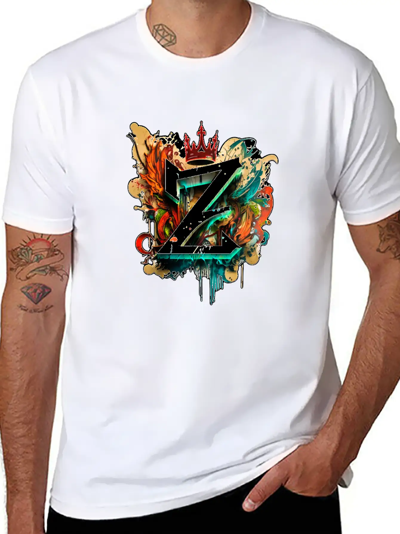 "Z" Graffiti Initial Letter With 👑 Unisex Casual T-Shirt – Clean Design For Daily Comfort