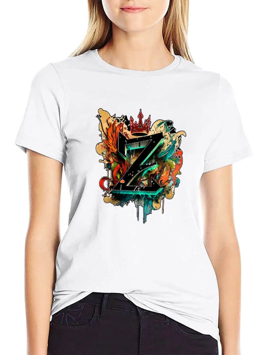"Z" Graffiti Initial Letter With 👑 Unisex Casual T-Shirt – Clean Design For Daily Comfort
