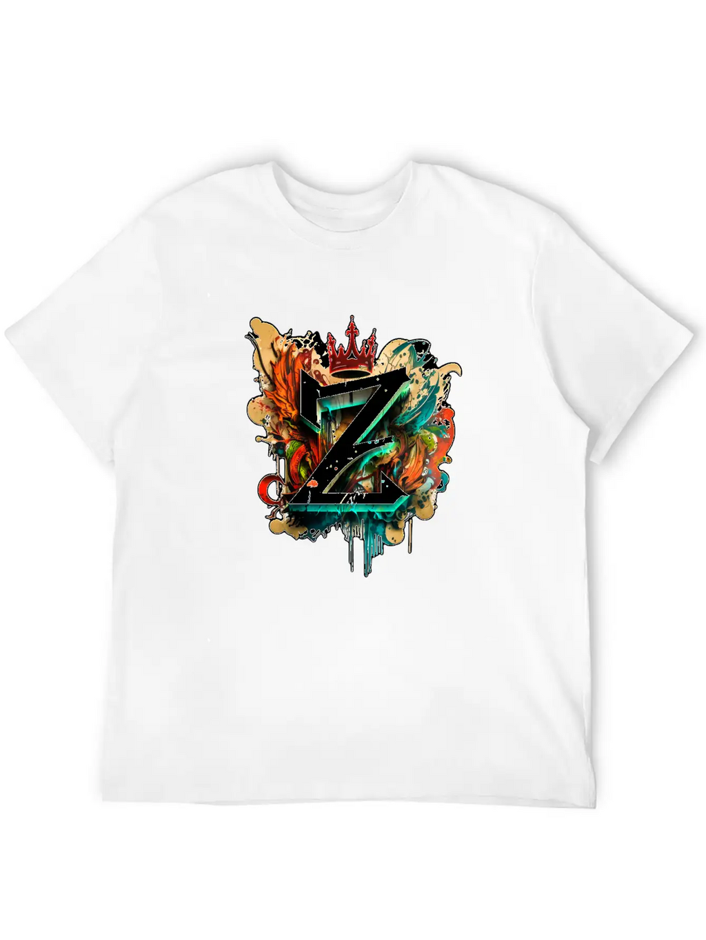 "Z" Graffiti Initial Letter With 👑 Unisex Casual T-Shirt – Clean Design For Daily Comfort
