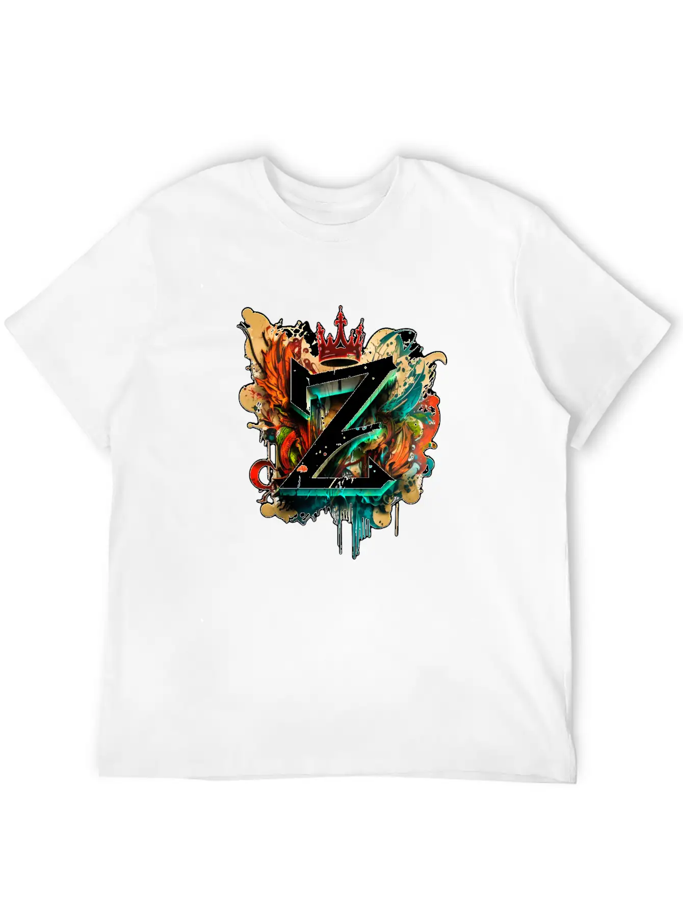 "Z" Graffiti Initial Letter With 👑 Unisex Casual T-Shirt – Clean Design For Daily Comfort