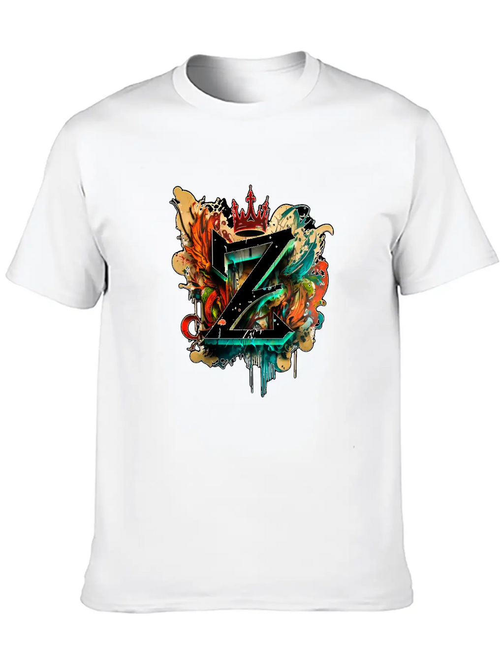 "Z" Graffiti Initial Letter With 👑 Unisex Casual T-Shirt – Clean Design For Daily Comfort