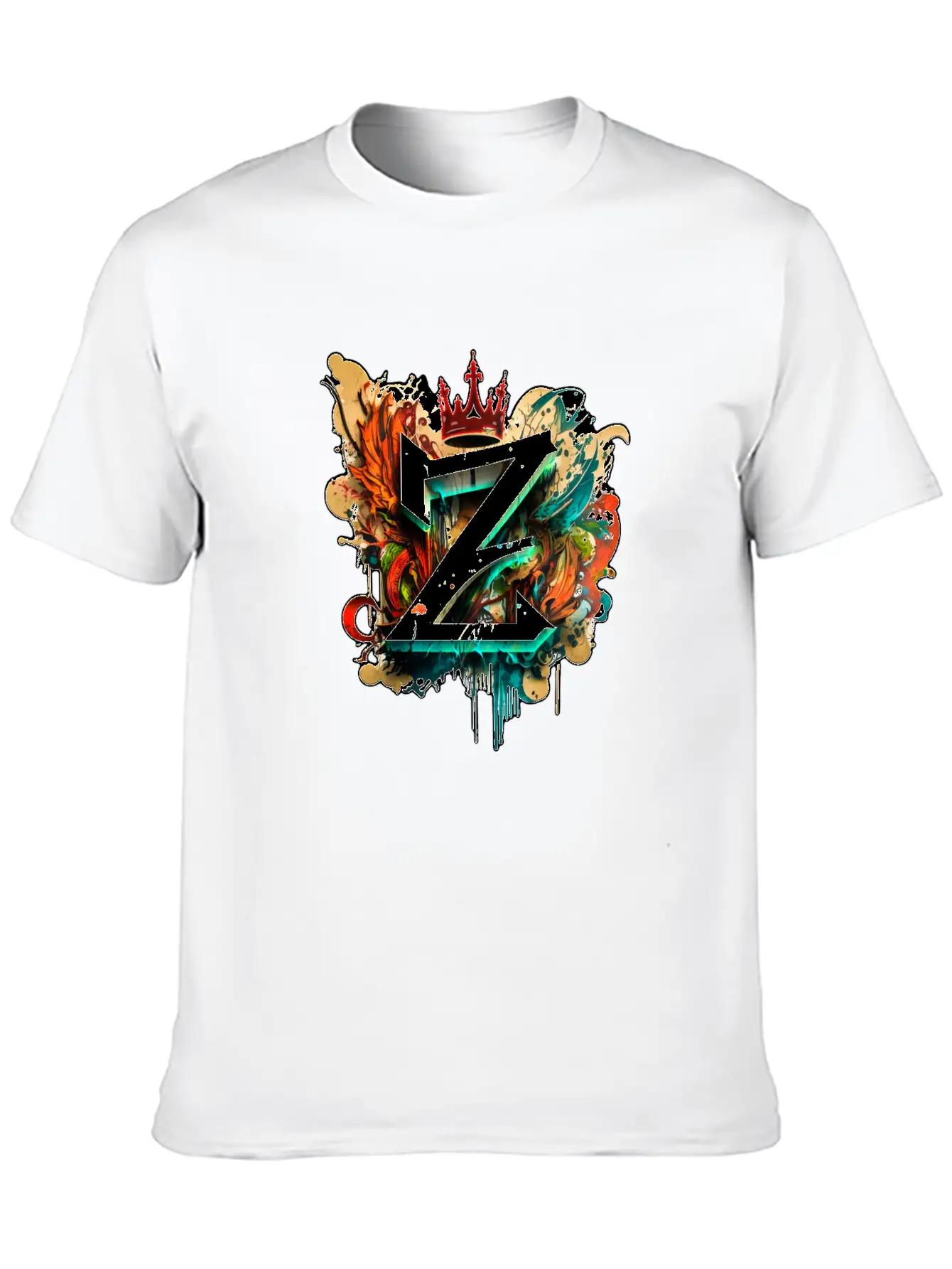 "Z" Graffiti Initial Letter With 👑 Unisex Casual T-Shirt – Clean Design For Daily Comfort